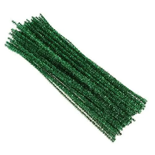 Produktbild: Toyvian 100Pcs Pfeifenreiniger Chenilledraht Kinder Basteln Pfeifenputzer Weihnachten Glitzer Deko 30 CM (Grün)