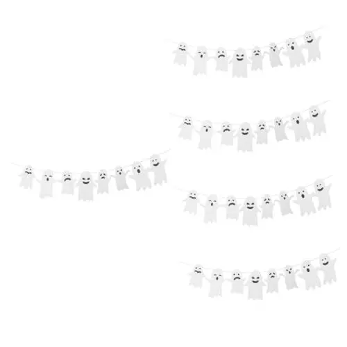 Produktbild: Toyvian 10 Sätze Halloween-flagge Ziehen Halloween-party-banner Halloween-hängedekoration Süßes Oder Saures-banner Halloween-deko-zubehör Hängendes Geisterbanner Wanddekoration Weiß Papier