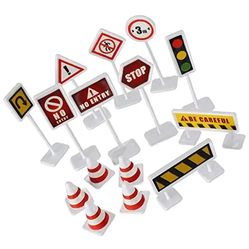 Produktbild: Toyvian 10 Sätze Straßensperre Zeichen Verkehrszeichenmodelle BAU Verkehrszeichen Verkehrsschilder Spielset Rollenspiel Straßenschild Kinderspielzeug Der Zaun Miniatur Mikroszene Plastik