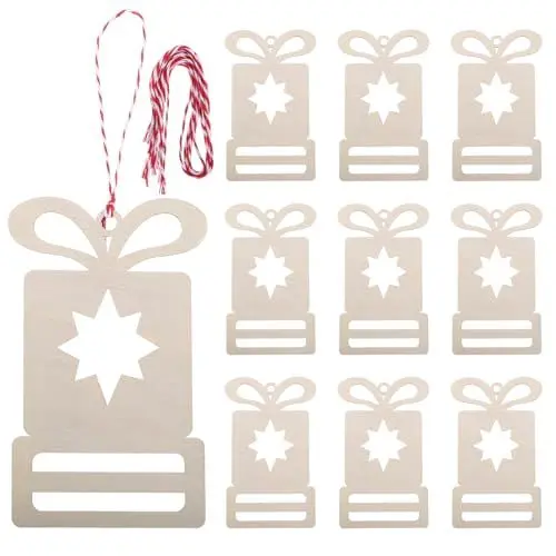 Produktbild: Toyvian 10 Stück Holz-Weihnachtsornamente Unfertige Holzscheiben Hängende Ornamente Leere Holzanhänger Bastelarbeiten Holzscheiben Holzformen Hängende Anhänger Dekorationen Für Den