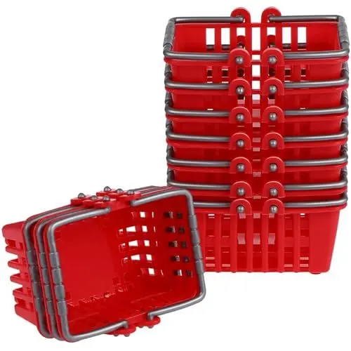 Produktbild: Toyvian 10 Stück Mini-Einkaufskorb Mini-Supermarktwagen Winzige Einkaufskörbe Kunststoff Kleine Supermarktkörbe Puppenhaus-Minikorb Ornament Kinder Einkaufskorb Puppenhaus ZubehöR
