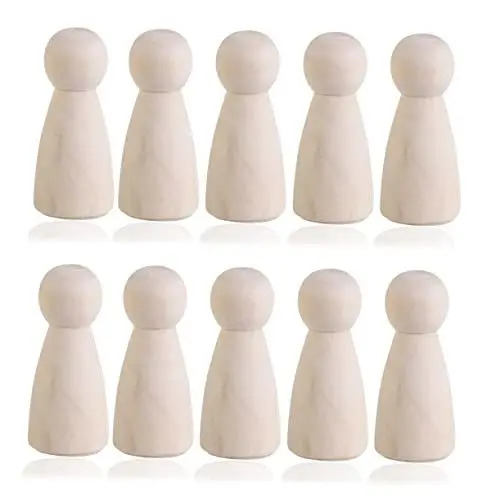 Produktbild: Toyvian 10st Holzfigur 6,5 Peg-Puppen Unvollendet Leer Kleine Pfötchenmenschen Unbemalte Holzpuppe Menschenpuppe Aus Krippenset Mit Peg-Puppe Kuchen Natürlich Kind Hölzern Sortiert