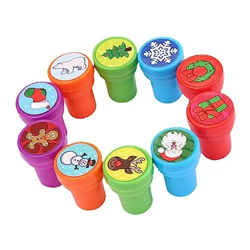 Produktbild: Toyvian 10st Kinderstempel Weihnachtsstempel Sortiert Spiel Stampfer Kinderstampfer Spielzeug Kinder Weihnachten Stempel Partybevorzugung Für Kinder Hölzern Erröten Student Plastik