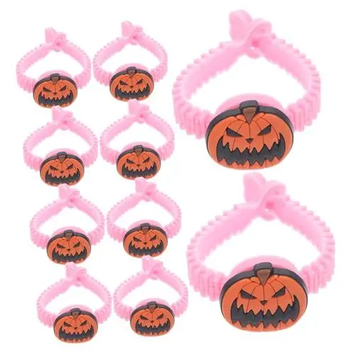 Produktbild: Toyvian 10st Kürbis Armband Halloween-armband Halloween-partyzubehör Süßes Oder Saures-armband Halloween-armbänder Skelett Armband Cartoon-halloween-bands Für Kinder Diy-armband Pvc
