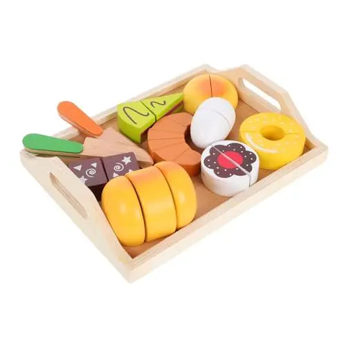 Produktbild: Toyvian 11st Spielzeugset Supermarkt-einkaufsspiel Küchenzubehör Für Kinder Lernspielzeug Für Simulationen Spielset Mit Essen Für Kinder Dessertkuchen Aus Holz Essen Spielset Hölzern