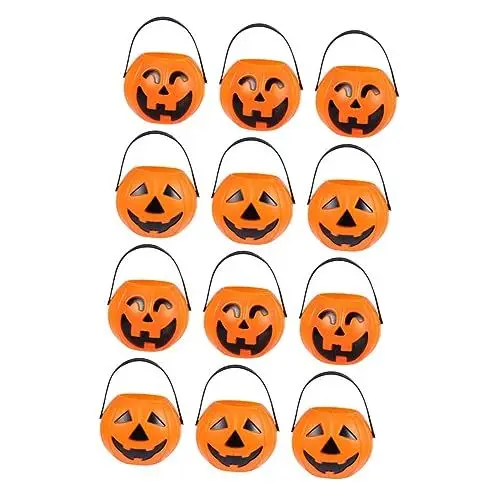 Produktbild: Toyvian Kürbis-Halloween-dekorationsset: 12-teiliger Halloween-Eimer Aus Kunststoff Zur Dekoration Von Süßigkeiten für Partys