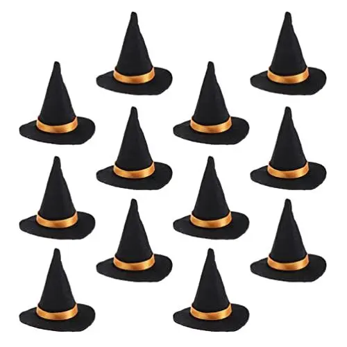 Produktbild: Toyvian 12 Stück Mini- Filz- Hexenhüte Halloween- Mini- Hexenhüte Halloween- Weinflaschenabdeckungen Hexenhut Flaschenaufsatz für Halloween- Party- Dekoration DIY- Handwerk