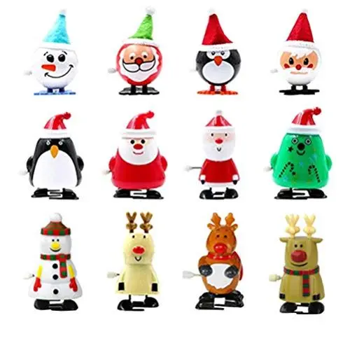 Produktbild: Toyvian 12 Stücke Aufziehspielzeug Rentier Pinguin Schneemann Weihnachtsmann Figur Aufziehfigur Weihnachten Deko Figuren Uhrwerk Spielzeug Geschenk für Baby Kinder(Zufälliger Stil)