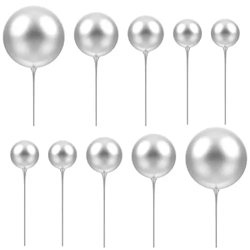 Produktbild: Toyvian 12st Kugelstecker Miniballon Selber Machen Dekorationen Für Ballonkuchen Kuchendekorationen Aus Silber Cupcake Topper Aus Schaumstoff Tortenkugeln Dekorationen Partybedarf Hochzeit