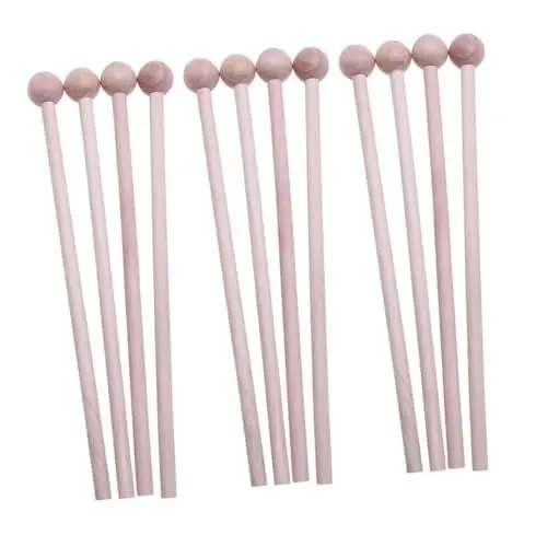 Produktbild: Toyvian 12st Schlaghammer Trommelstock Trommelschlägel Xylophon-trommelstöcke Pauken Genähte Harte Schlägel Aus Filz Für Trommeln Paukenstöcke Runder Kopf Marimba Kind Holz