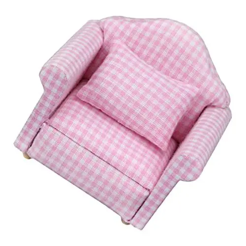 Produktbild: Toyvian Mini Haus Sofa Modell Kariertes Kleines Haus Möbel Zubehör Accessoire Verzierungen Plaid