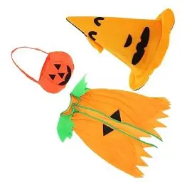Produktbild: Toyvian 1 Satz Halloween-kürbis-umhang Halloween-kürbiskostüm Kostüm Für Rollenspiele Zaubererumhang Halloween-zubehör Kürbis-süßigkeiten-Tasche Stoff Cosplay Kleidung Eltern-Kind