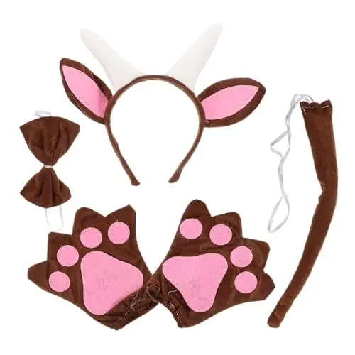 Produktbild: Toyvian 1 Satz Ziege Stirnband Halloween-Fliege Halloween Party Ziegenkostüm-Stirnband Ziegenkostüm Für Kinder Plüschtierohr Teufel Haarband Ziegenohren Karikatur Ausgabekarte Stoff Frau
