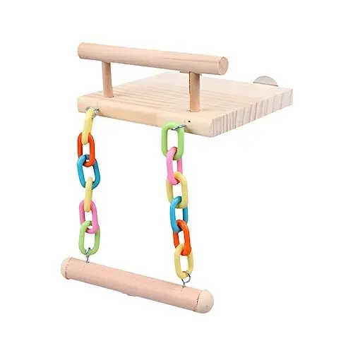 Produktbild: Toyvian 1 Stück Papagei Anhänger hängend Spielzeughängematte Papageienzubehör beissen Leiter Vogelspielzeug Sitzstangen Vogelstangen Papageienbissspielzeug Bambus