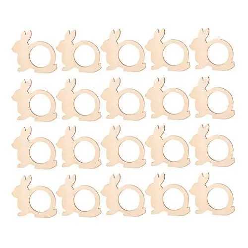 Produktbild: Toyvian 20 Stücke Holz Serviettenringe Ostern Serviettenhalter Tier Holzscheiben Serviettenschnalle Osterdeko Streudeko für Rustikale Hochzeit Deko Bankett Party Abendessen Tischdeko