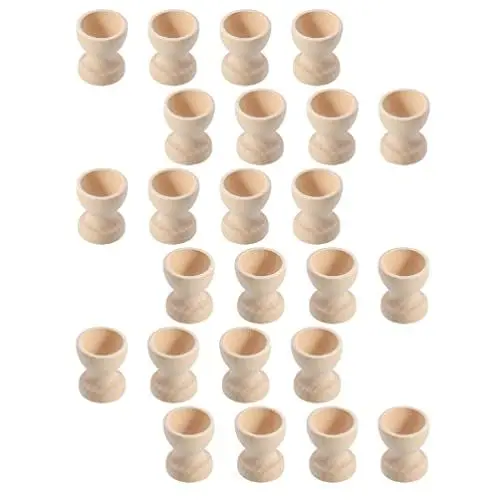Produktbild: Toyvian 24st Handbemalte Eierschale Eierständer Tasse Ostereierbecher Aus Holz Gastgeschenke Für Ostern Gekochte Eierbecher Eierzubehör Zum Basteln Eierablage Hölzern Mini Kind Server