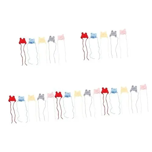 Produktbild: Toyvian 25 STK Puppenhaus Ob11 Modell Strickmütze Puppenmütze Mini-haushüte Handgefertigte Haustiermütze Miniatur-strickmütze Mini-weinflaschenhut Baumwollfaden Karikatur Suite