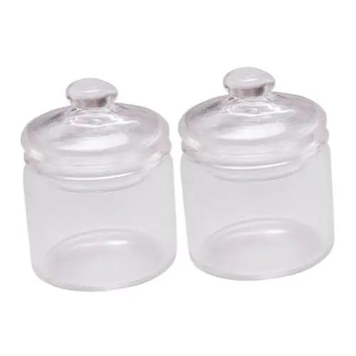 Produktbild: Toyvian 2 STK Miniatur-krug Figurenzubehör Im Maßstab 1:12 Miniatur-bonbondosen Apothekergläser Glasgefäß-Ornament Quadratische Gläser Salzdosen Für Die Küche Kleines Glas Haushalt