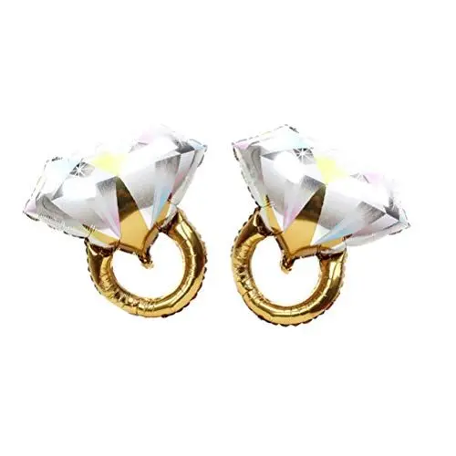 Produktbild: Toyvian 2 STÜCKE Diamant Ring Ballons Ring Form Folienballons Romantische Hochzeit Brautdusche Jubiläum Verlobungsfeier Dekoration-Große Größe (Golden)