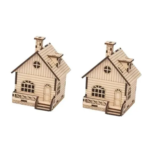 Produktbild: Toyvian 2 Sätze Spieluhr Selber Bauen Weihnachtliche Gebäudedekorationen Weihnachtsdorf-Szene Weihnachtsdorfhaus-Puzzle Musterhaus Modellhaus Bausatz Selber Machen 3D Musik Holzhaus Stahl