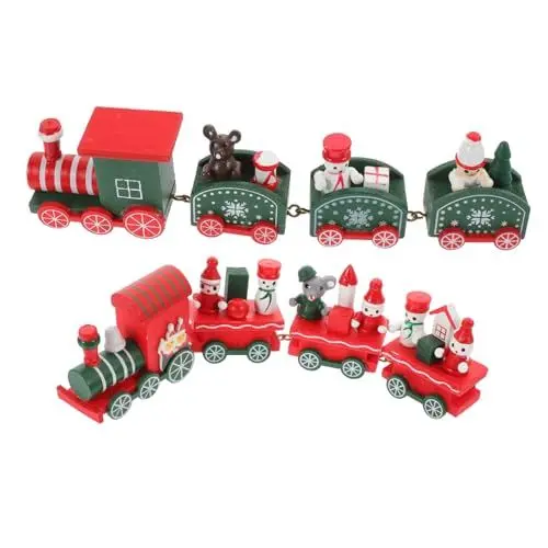 Produktbild: Toyvian 2 Sätze Weihnachtszug Eisenbahn Spielzeug Express Zug Weihnachtspuppen-minieisenbahn-Set Unter Weihnachtsbaum Zug Schneemann-Zug Weihnachtsfeier Kind Stoff Karikatur Ornamente