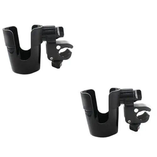 Produktbild: Toyvian 2stücke Drehbarer Kinderwagen Flaschenhalter Für Babywagen Leicht Und Tragbar Rutschfester Clamp Für Getränke Kompatibel Mit Meisten Kinderwagen Und Fahrrädern Schwarz