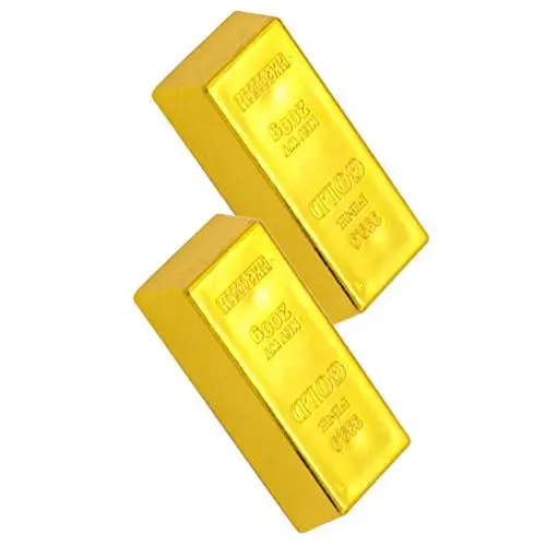 Produktbild: Toyvian 2 Stück Gefälschte Goldbarren Gold Ziegel Goldbarren Türstopper Goldene Tür Keil Briefbeschwerer Gold Türstopper Pirat Gold Schatz Dekorative Requisite für Home-Office-Dekoration