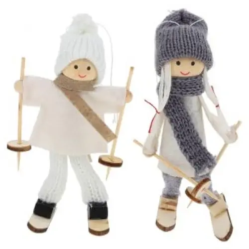 Produktbild: Toyvian 2 Stück Ski Minifiguren Mini Puppen Action Figuren Hängende Skifahrer Puppe Skifahrer-Figuren als winterlicher Dekoartikel Halloween-Taschenfüller Raumschmuck oder Geschenk