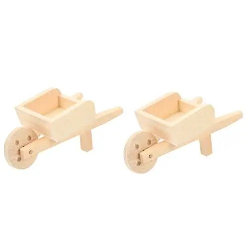 Produktbild: Toyvian 2 Stücke Landschaft Ornament Miniatur Schubkarre Modell Realistische Holz Warenkorb Dekorative Für Garten Und