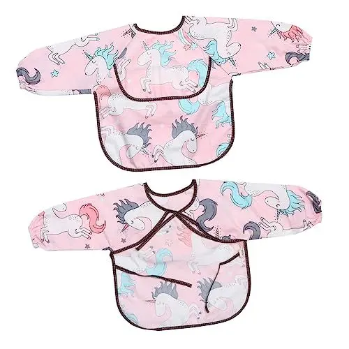 Produktbild: Toyvian 2 Stücke Babynahrung Lätzchen Fütterung Kittel Taschen Weiche Baumwolle Baby Drooling Lätzchen für Kleinkinder