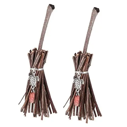 Produktbild: Toyvian 2stücke Mini Besen Mit Charms Halloween Deko Hängende Ornamente Für Partys Und Aufführungen Praktische Und Vintage-beschäftigung Für Kreative Bastelprojekte