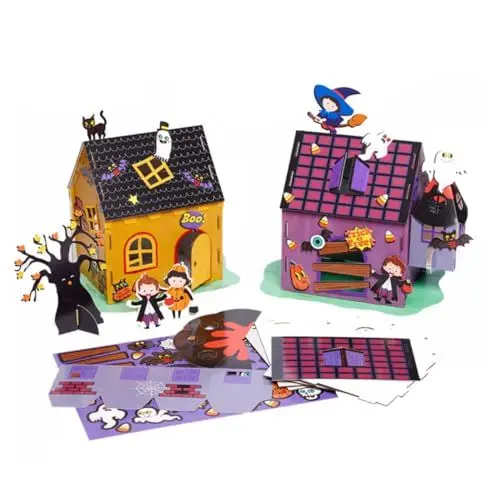 Produktbild: Toyvian 2st Halloween DIY Handgemachtes Magisches Spielzeug DIY Haushandwerk Halloween-hausmodell Halloween-papierhaus Hausmodell Selber Bauen Haushalt 3D Materialpaket