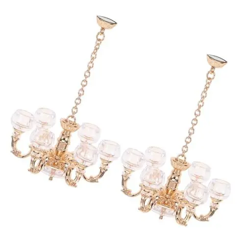Produktbild: Toyvian 2st Puppenhaus-kronleuchter Puppenhaus-deckenleuchte Ornament Led-Mini-deckenleuchte 1 Puppenhaus-hängelampe Im Maßstab 12 Fake-Kerzen-kronleuchterlampe Retro-Lampe Miniatur