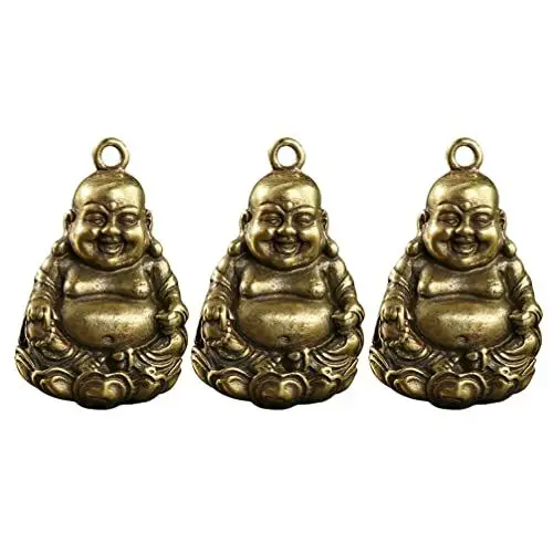 Produktbild: Toyvian 3Pcs Mini Lachender Buddha Schlüssel Ringe Maitreya Buddha Hängen Pendents Schlüsselring Ornamente Goldene Figuren