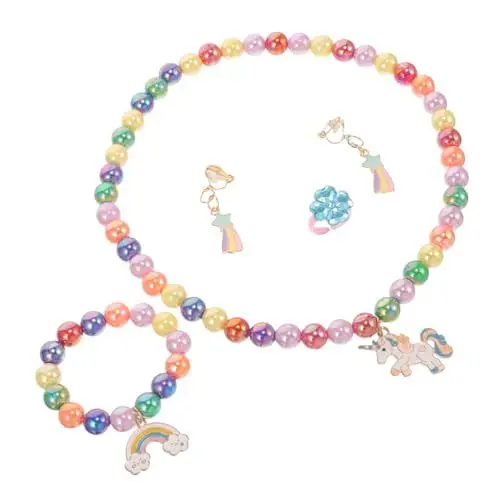 Produktbild: Toyvian 3St Mädchen Schmuck kinder kindergeschenke pearl necklace adventsgeschenke kinder geschenketueten kinder Perlenkette Regenbogen-Halskette Mädchen Halskette