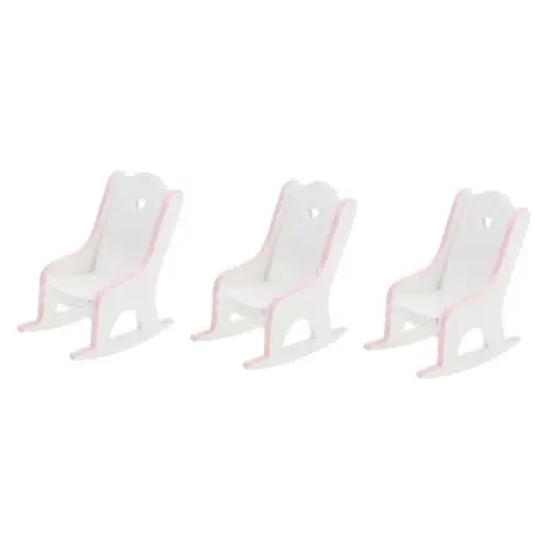 Produktbild: Toyvian 3St Schaukelstuhl für Kinder Kinderzimmermöbel Schaukelstühle Miniatur-Schaukelstuhlmöbel Mini-Schaukelstuhl schmückt Schreibtisch Ornamente Mini-Stuhl Puppenhaus schmücken hölzern