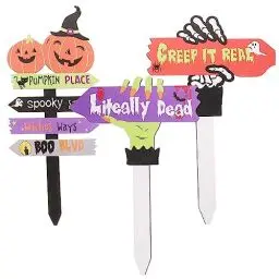 Produktbild: Toyvian 3st Vintage Halloween-gartenschild Kürbisgartenstecker Halloween-gartenschilder Gruselige Halloween-dekoration Tag Der Toten Dekoration Außendekoration Holzstapel Hölzern Jahrgang