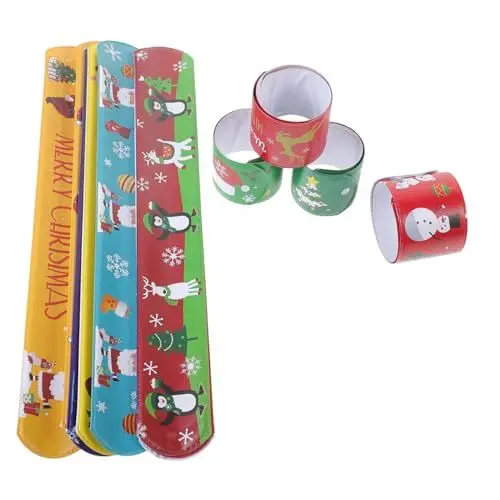 Produktbild: Toyvian 48st Urlaubs Slap Armband Weihnachtsgeschenke Armband Mit Weihnachtsmuster Weihnachts-slap-armbänder Armband Mit Weihnachtsthema Weihnachten Schnappband Karikatur Kind Schmuck Pvc