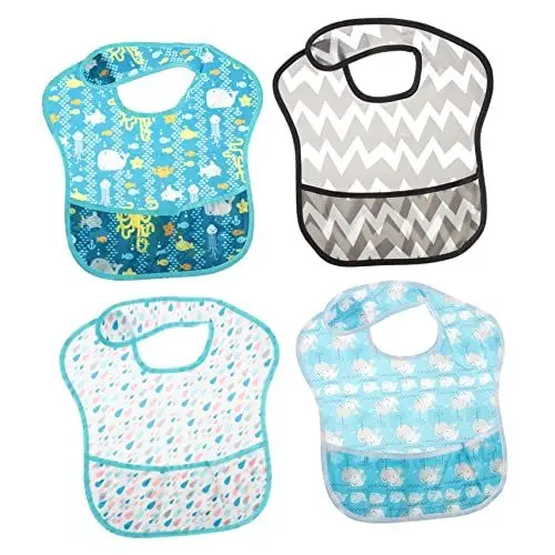 Produktbild: Toyvian 4 Stücke Jungen Und Mädchen Schürze Baby Bandana Sabbern Lätzchen Baby Fütterung Lätzchen Mit Tasche