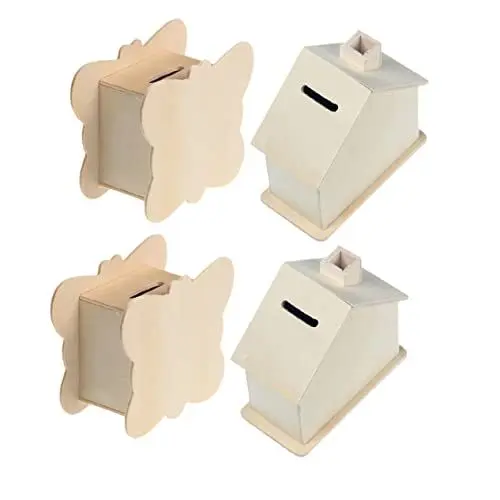 Produktbild: Toyvian 4 Stück Kidcraft-spielset Holzspielzeug Jungen Sparschwein Aus Holz Selber Machen Lustiges Bemaltes Modellspielzeug Aus Holz Kind Hölzern Zubehör Gemalt