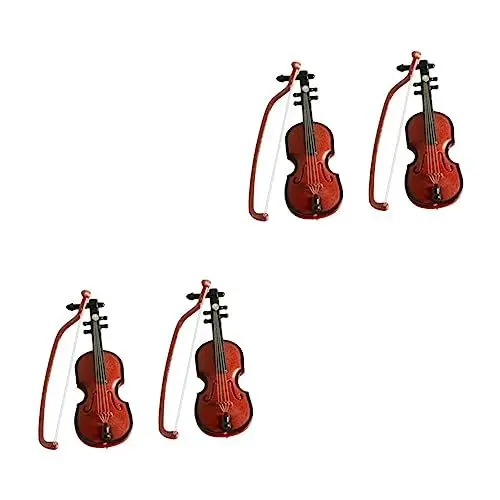 Produktbild: Toyvian 4 Stück Simulierte Geige Geigen-display-modell Dekorative Geigenverzierungen Violine Handwerk Puppenhaus Geige Puppenspielsets Weihnachtsschmuck Mini Abs Kunsthandwerk