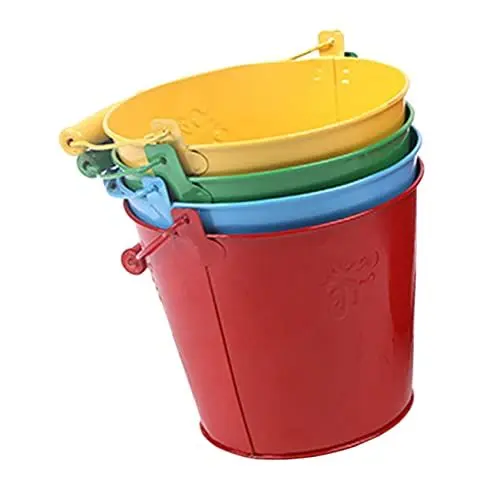 Produktbild: Toyvian 4 Stück Strandeimer Für Kinder Kleine Blecheimer Zaunpflanzgefäß Aus Metall Metalleimer Dekor Übertopf Aus Metall Für Die Veranda Basteln Für Kinder Eisen Hängend Container