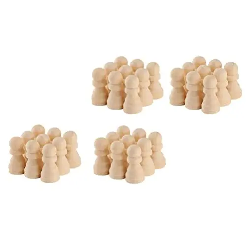 Produktbild: Toyvian 50 Stück Unfertige Schachfiguren aus Holz Blanko Turnierschachfiguren Schachspiel Bauern DIY- Handmalerei Spielzeug für Kinder Brettspiel