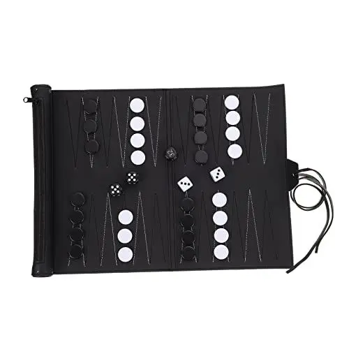 Produktbild: Toyvian 5-Teiliges Backgammon-Brett Schachspielbrett-Set Schachbrett Aus Echtem Wildleder Backgammon-Brett Aus Leder Reise-Backgammon-Reiseschach Tragbares Schachbrett