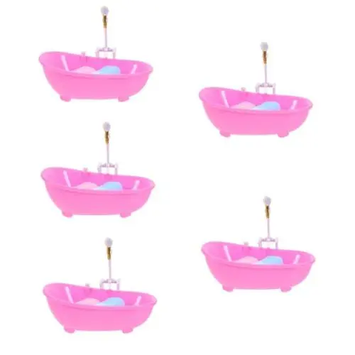 Produktbild: Toyvian 5 Sätze Mini-badespielzeug Puppenhauszubehör Puppenhaus-badezimmerwaage Puppenstubenmöbel Maßstab 1 12 Elektrische Puppenbadewanne Miniatur-badewannensitz Puppenhausmöbel Abs Rosa