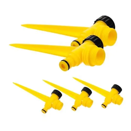 Produktbild: Toyvian 5 Stück Automatischer rotierender Sprinkler Garten Sprinkleranlage selbstbewässernde Stacheln Gartensprüher Spitze Sprinklerpfähle Gartenversorgung Plastik Yellow