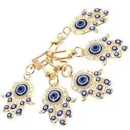 Produktbild: Toyvian 5 Stück Böse Auge Schlüsselanhänger Hamsa Fatima Hand Keychain Böser Blick Nazar Augen Glück Amulett Türkische Schutz Schlüsselbund Schlüsselring Taschenanhänger