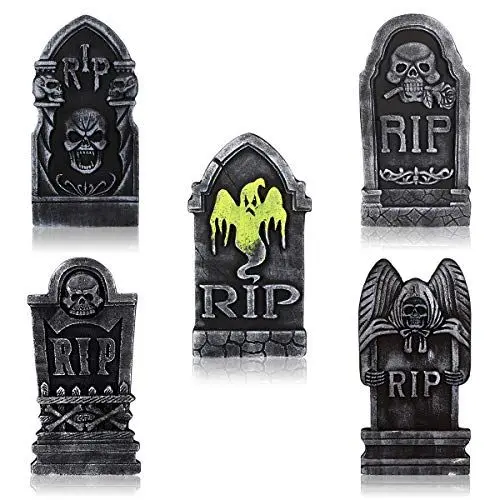 Produktbild: TOYANDONA 5 Stück Halloween Schaum Grabstein mit Metallpfählen Gruselige Halloween Grabsteine ??Für Garten Friedhof Dekoration