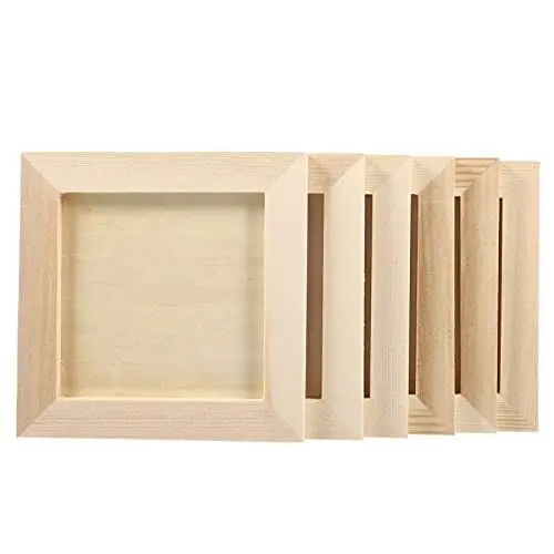 Produktbild: Toyvian 6Pcs DIY Holz Bilderrahmen, 4. 7X4. 7 Zoll Unfinished Bild Rahmen Holz Bilderrahmen für Kinder Erwachsene Kunst Handwerk DIY Malerei Projekte