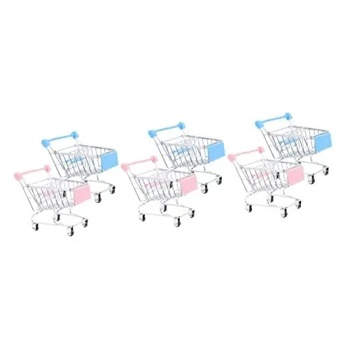 Produktbild: Toyvian 6 STK Einkaufswagen für Kinder Kinderspielzeug Dekor für zu Hause Mini-Supermarkt-Handwagen Modelle schubkarre Simulationswagen Kleiner Einkaufswagen Metall Auto Model Einkaufen